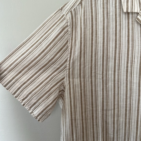 NWT H&M brown cream linen blend button up XL - Picture 2 of 6
